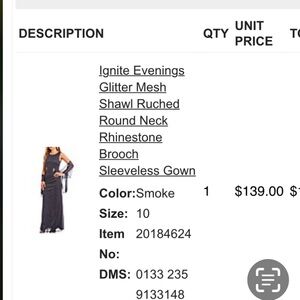 Elegant Smoke Sleeveless Gown with Glitter Shawl